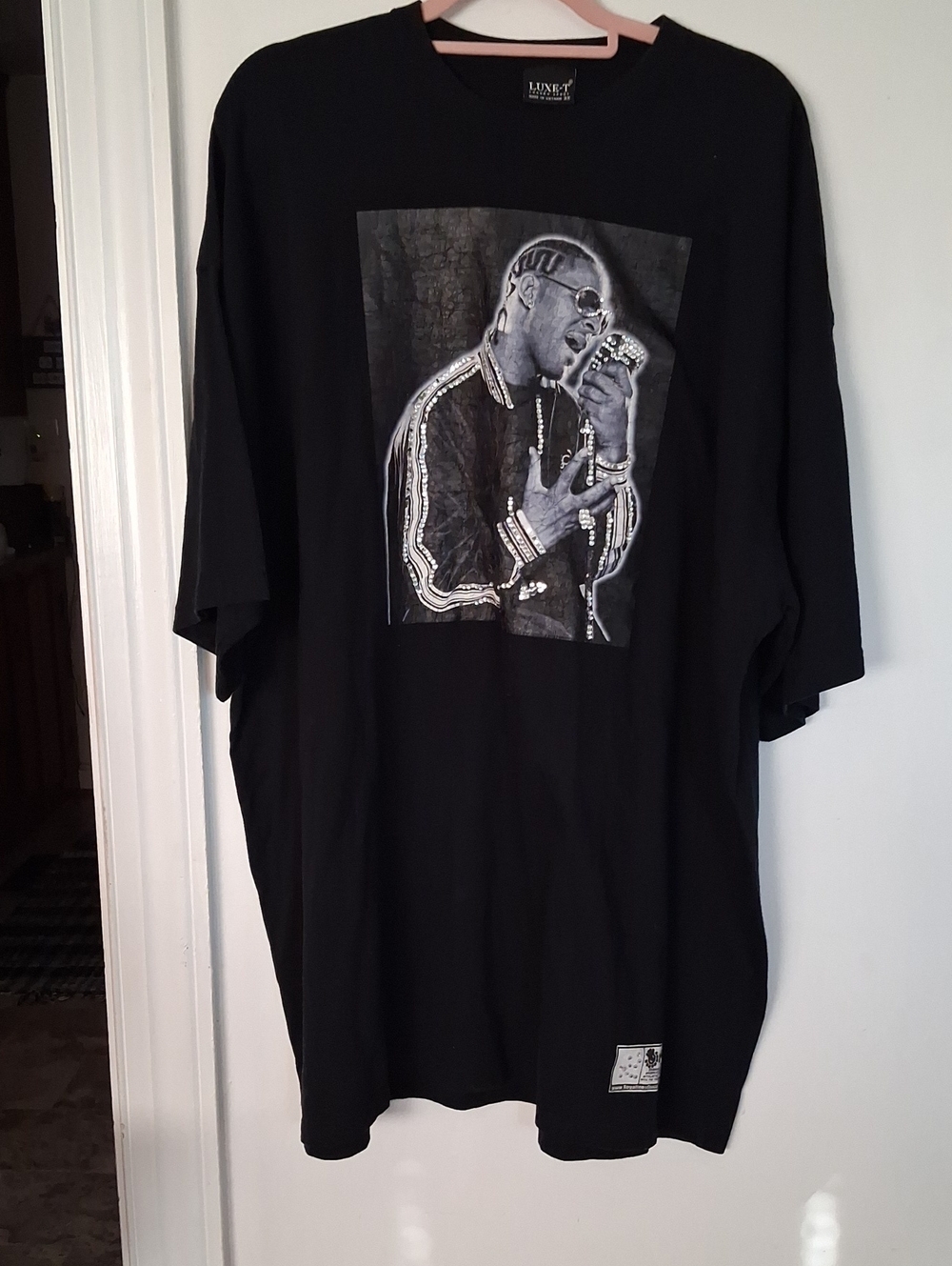 Luxe Black Short Sleeve Tee with Monochrome Singer Graphic